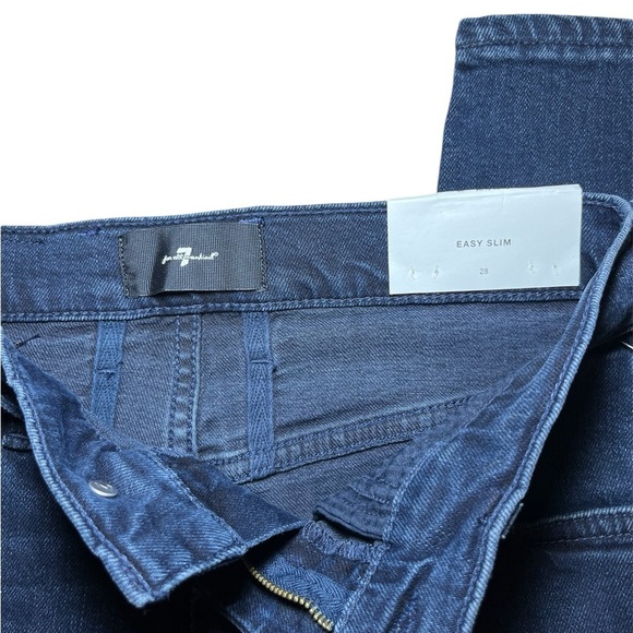 7 For All Mankind Blue Denim Easy Slim Cotton Straight Leg Jeans Size: 26 - Picture 5 of 9